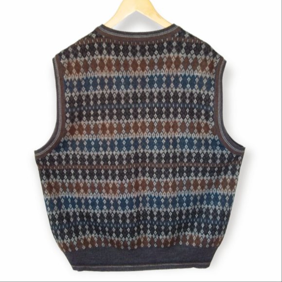 Vintage Murano Wool Blend Sweater Vest Size XXL Argyle Diamond Grandpa Core - Picture 3 of 8
